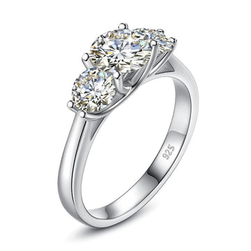Remarkable 2ct 6.5mm Round Cut Moissanite Diamonds Engagement Wedding Rings, Sterling Silver Certified Jewellery